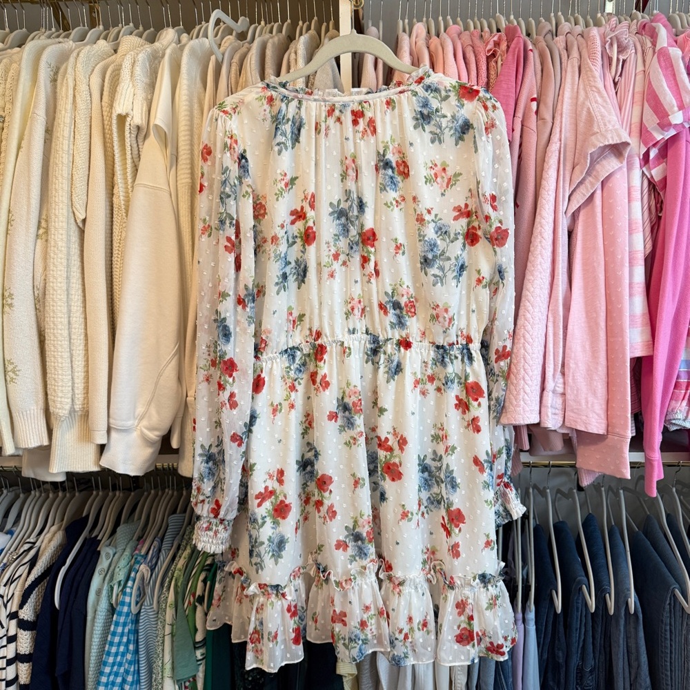 Rachel Parcell Floral Long Sleeve Dress - Red and Blue - Picture 3 of 4